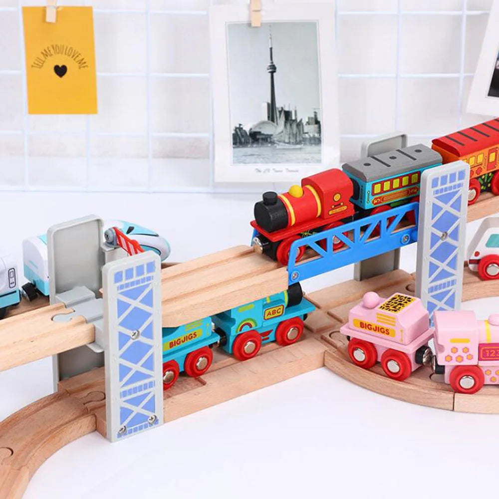 Wooden Train Tracks Railway Toys Set Wooden Double Deck Bridge Wooden Accessories Overpass Model Children's Toys
