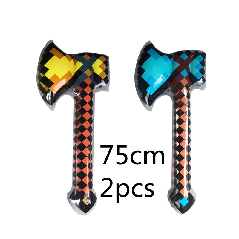 New Pvc Inflatable Knife and Fork Sword Stick Weapon Hammer Sword Stick Axe Props Children's Toys Birthday Gift Balloon