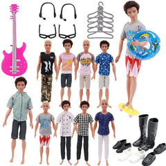30pcs/set Clothes Set Men's ForBarbies Clothes Accessories Contains Shoes, Headphones,Skateboards,Guitar Dolls Children's Toys