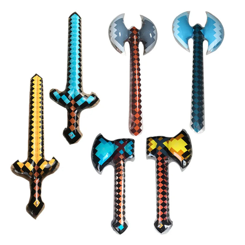 New Pvc Inflatable Knife and Fork Sword Stick Weapon Hammer Sword Stick Axe Props Children's Toys Birthday Gift Balloon