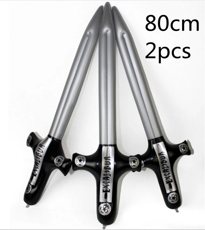 New Pvc Inflatable Knife and Fork Sword Stick Weapon Hammer Sword Stick Axe Props Children's Toys Birthday Gift Balloon