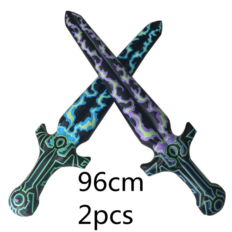 New Pvc Inflatable Knife and Fork Sword Stick Weapon Hammer Sword Stick Axe Props Children's Toys Birthday Gift Balloon