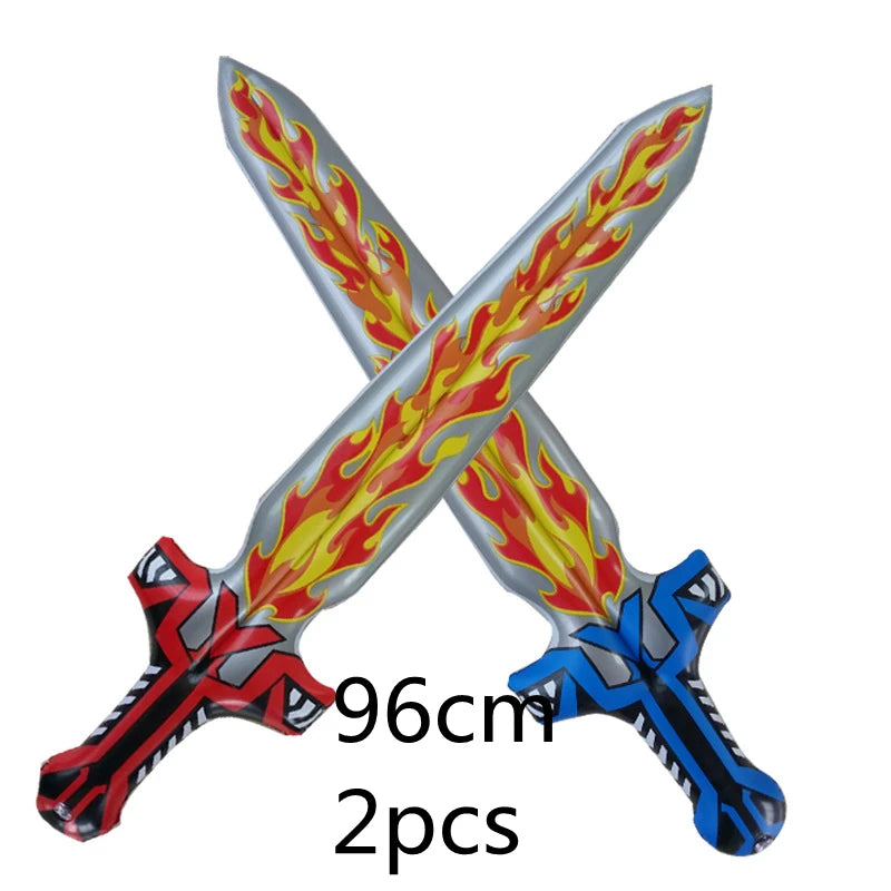 New Pvc Inflatable Knife and Fork Sword Stick Weapon Hammer Sword Stick Axe Props Children's Toys Birthday Gift Balloon