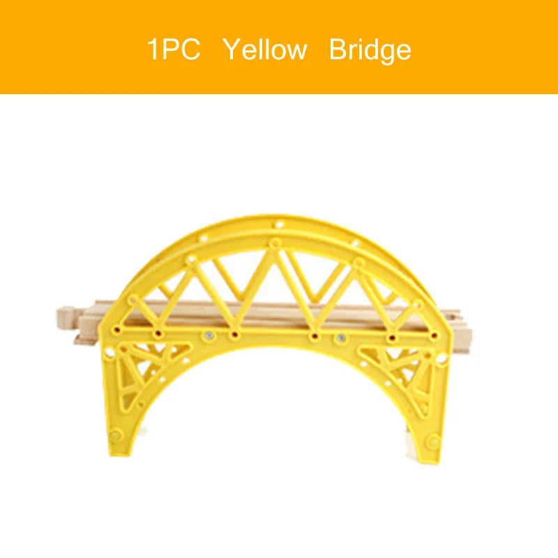 Wooden Train Tracks Railway Toys Set Wooden Double Deck Bridge Wooden Accessories Overpass Model Children's Toys