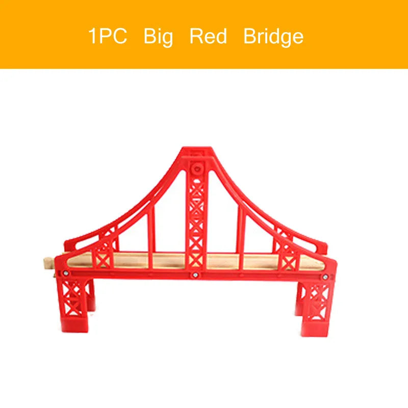 Wooden Train Tracks Railway Toys Set Wooden Double Deck Bridge Wooden Accessories Overpass Model Children's Toys