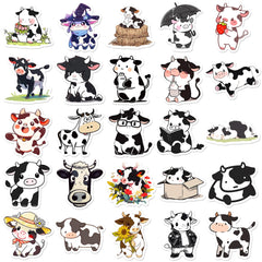 50 pcs cute black and white cow sticker cartoon creative cool expression sticker stationery sticker DIY sticker children's toys