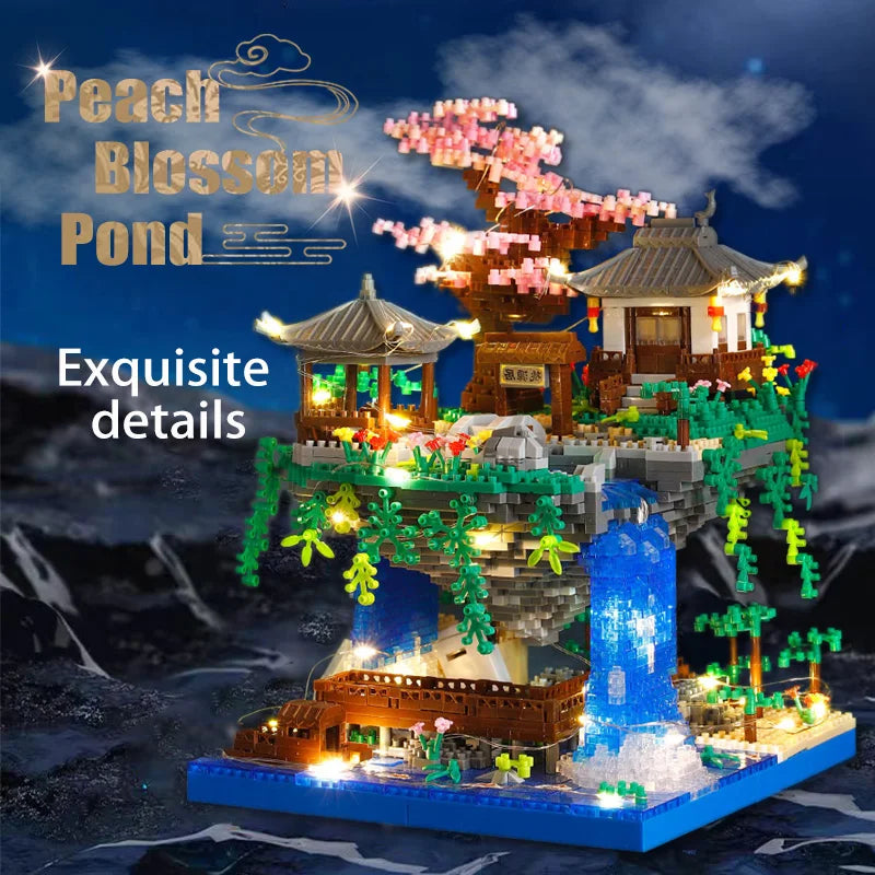 Taohuatan national style architecture high difficulty building block assembly toys desktop ornaments children's toys