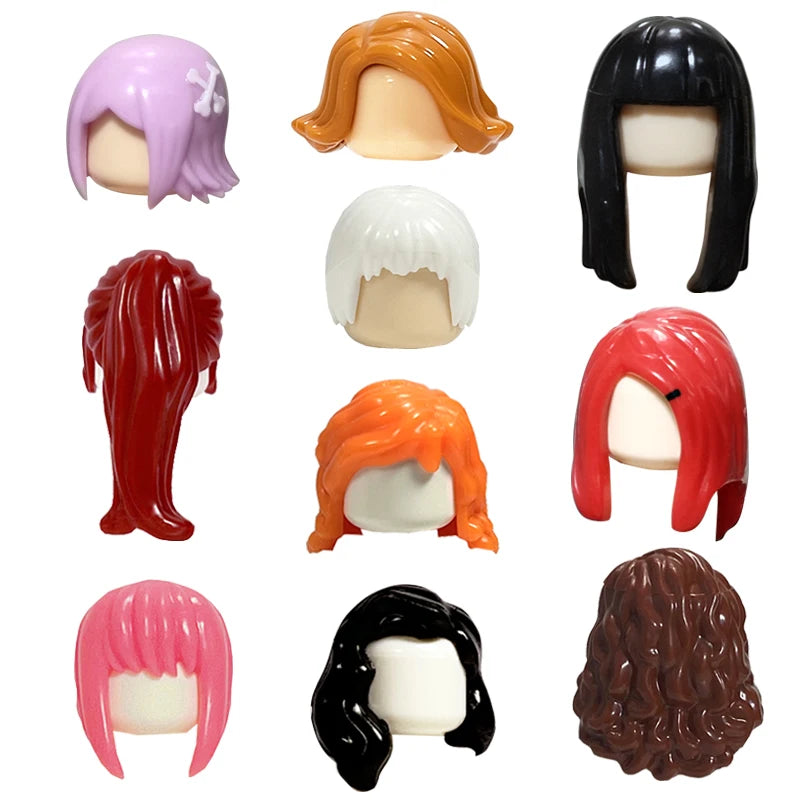 KT Min Building Blocks  Girl's  Curly Hair Accessories  Moc Bricks Sets Figures Hair Children's Toys