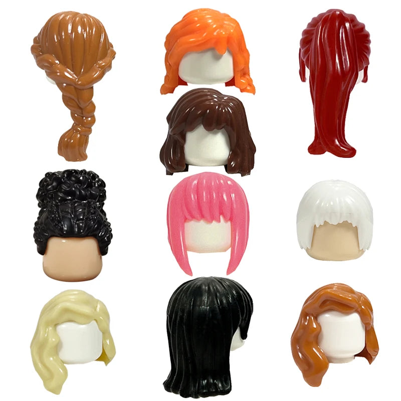 KT Min Building Blocks  Girl's  Curly Hair Accessories  Moc Bricks Sets Figures Hair Children's Toys
