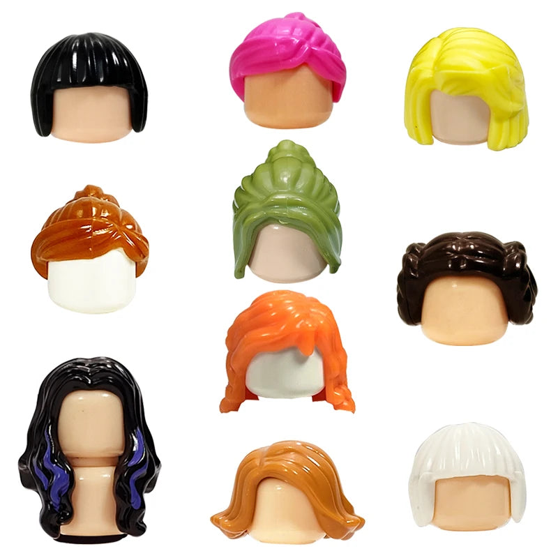 KT Min Building Blocks  Girl's  Curly Hair Accessories  Moc Bricks Sets Figures Hair Children's Toys