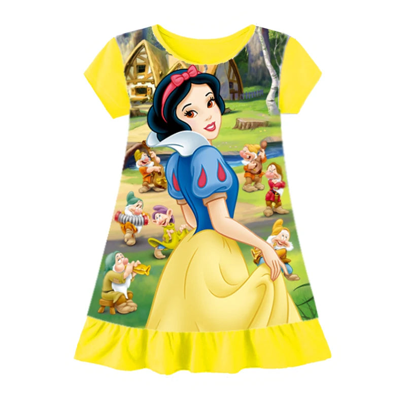 New Summer Anna Elsa Printing Cartoon Sleepwear Mermaid Girl Nightgowns Children Party Dresses Pajamas For Girls Dress