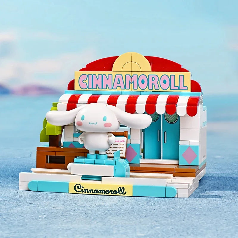 New Keeppley Sanrio Building Blocks Original Kuromi Melody Gemini Cartoon Street View Decoration Model Children's Toys Girl Gift