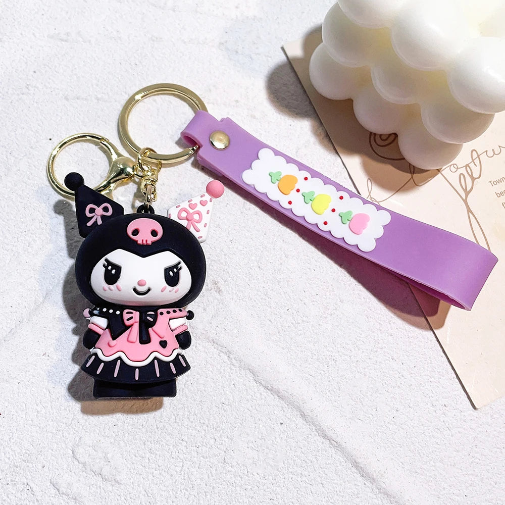 Sanrio Kuromi My Melody Keychain Cute Hello Kitty Cinnamoroll Bag Pendant Car Keyring Kawaii Anime Accessories Children's Toys