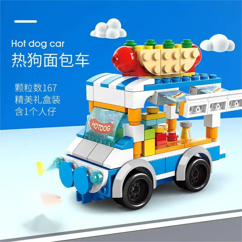 Snack cart Building Blocks Mini City Store Street View Snack Street Children's Toys Boys and Girls Gifts Compatible With Lego