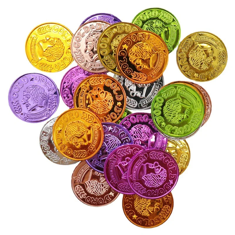 20/50/100pcs Plastic Pirate Coin Clown Pattern Kids Party Decor Fake Treasure Props Party Supplies Birthday Gift Children's Toys