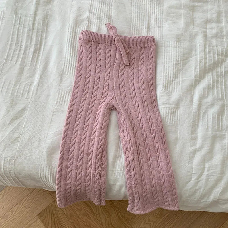 Autumn Spring Kids Clothing Set Long Sleeved Solid Color Knitted Cardigan Coat+Shorts Baby Girl Knitted Clothes Suit