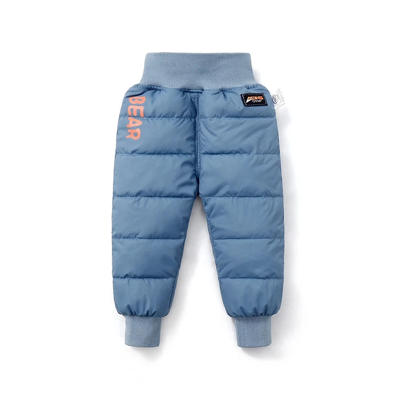 New Winter Kids Trousers Baby Toddler Child Warm Fleece Down Pants Soft Fashion Waterproof Outdoor Trousers Kids Clothing 9M-5Y