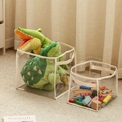 Transparent Storage Box Children's Toys Storage Basket Plush Toys Large-capacity Household Portable Folding Book Storage