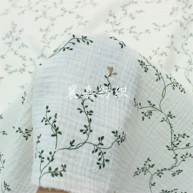 Muslin Fabric with Small Floral Print, 100% Cotton, Double Layer, Kids Clothing cloth and Home Textiles, 135x50cm