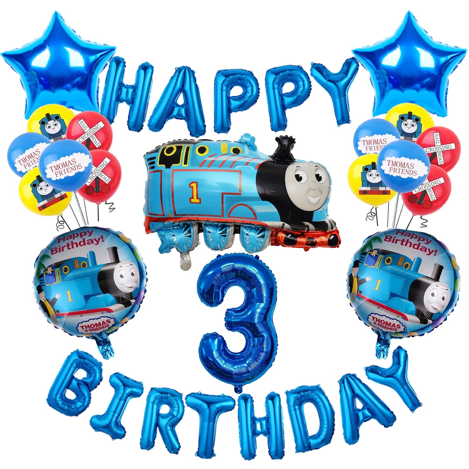 Thomas and Friends Birthday Decor  Foil Balloons Number Set 32 inch Gift Baby Shower Children's Toys Train Latex Balloons Kit