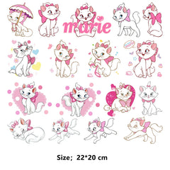 The Aristocats clothes patches marie cat Cartoon patch for clothes DIY Kids Clothing Girls T-Shirts Heat Transfer Stickers