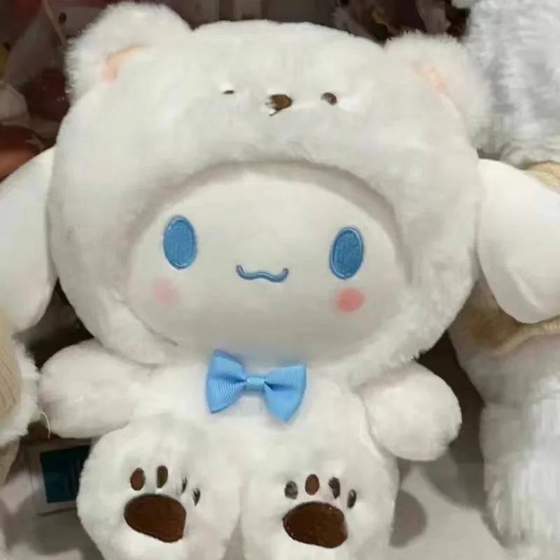 Sanrio Anime Tie Dye Toys Kawaii Kuromi Mymelody Cinnamorol Plush Bow Soft Stuffed Hello Kitty Birthday Gift for Children's Toys