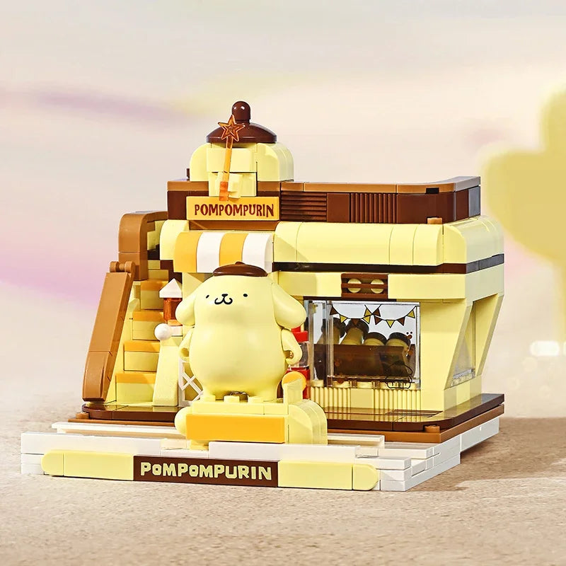 New Keeppley Sanrio Building Blocks Original Kuromi Melody Gemini Cartoon Street View Decoration Model Children's Toys Girl Gift