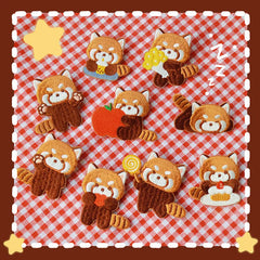 AHYONNIEX Red Panda Embroidery Patches for Boys Pants Stick On Patches Small Glue Sticker for Kids Clothing Repair Decoration