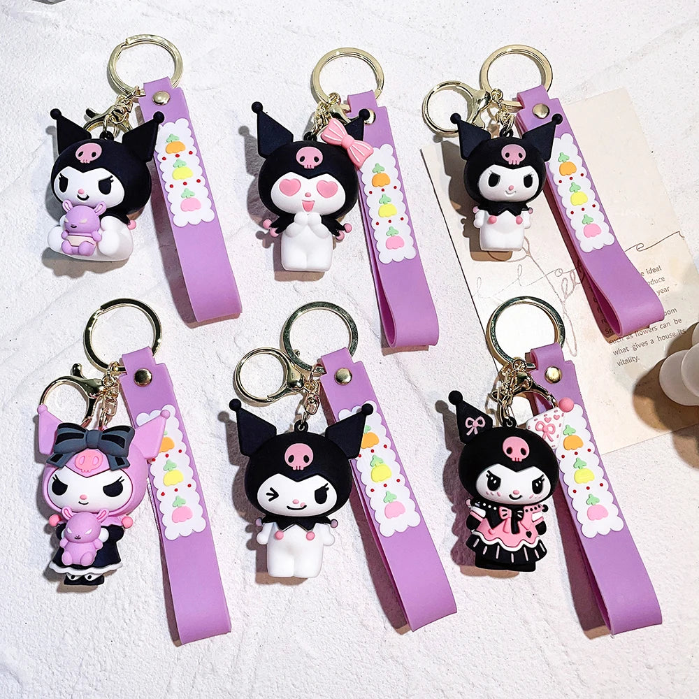 Sanrio Kuromi My Melody Keychain Cute Hello Kitty Cinnamoroll Bag Pendant Car Keyring Kawaii Anime Accessories Children's Toys