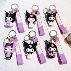 Sanrio Kuromi My Melody Keychain Cute Hello Kitty Cinnamoroll Bag Pendant Car Keyring Kawaii Anime Accessories Children's Toys