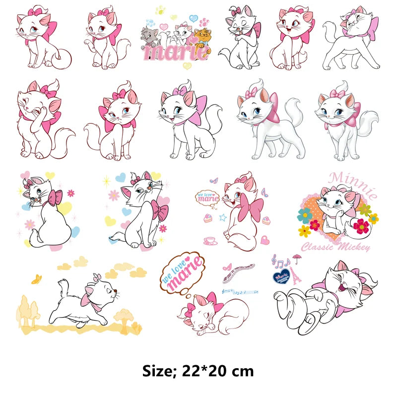 The Aristocats clothes patches marie cat Cartoon patch for clothes DIY Kids Clothing Girls T-Shirts Heat Transfer Stickers