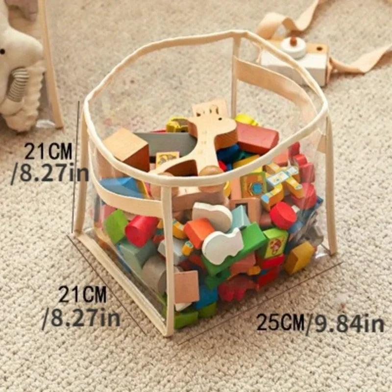 Transparent Storage Box Children's Toys Storage Basket Plush Toys Large-capacity Household Portable Folding Book Storage