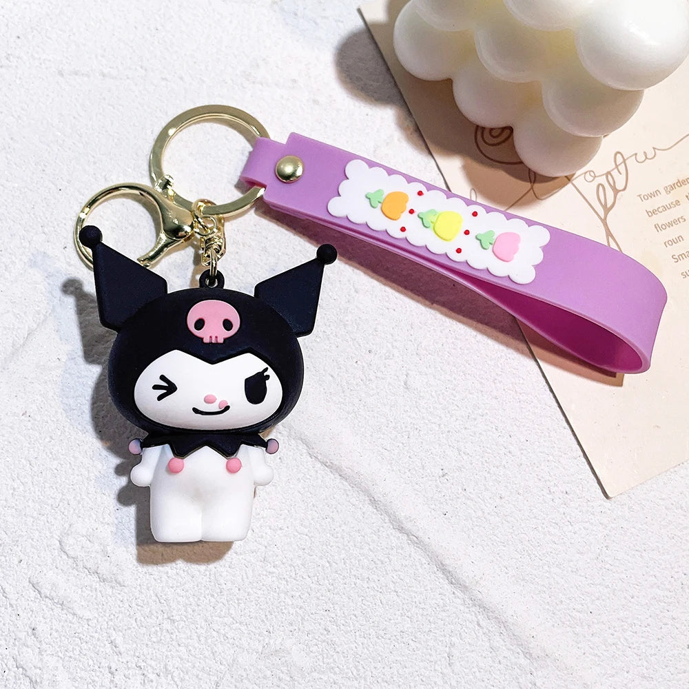 Sanrio Kuromi My Melody Keychain Cute Hello Kitty Cinnamoroll Bag Pendant Car Keyring Kawaii Anime Accessories Children's Toys