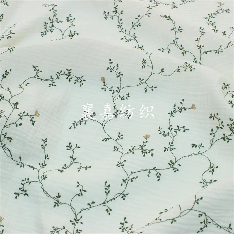 Muslin Fabric with Small Floral Print, 100% Cotton, Double Layer, Kids Clothing cloth and Home Textiles, 135x50cm