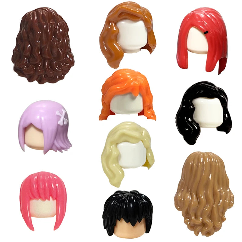 KT Min Building Blocks  Girl's  Curly Hair Accessories  Moc Bricks Sets Figures Hair Children's Toys