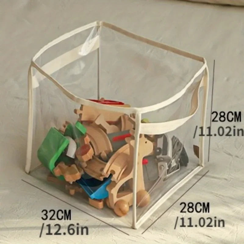 Transparent Storage Box Children's Toys Storage Basket Plush Toys Large-capacity Household Portable Folding Book Storage
