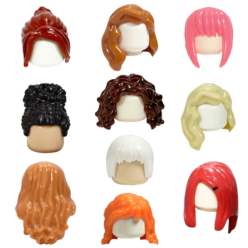 KT Min Building Blocks  Girl's  Curly Hair Accessories  Moc Bricks Sets Figures Hair Children's Toys