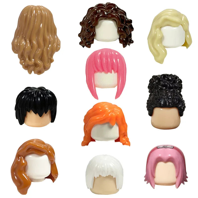KT Min Building Blocks  Girl's  Curly Hair Accessories  Moc Bricks Sets Figures Hair Children's Toys