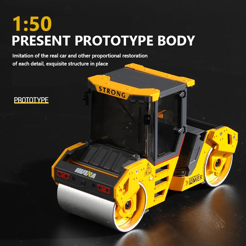 Huina 1/50 Diecast Construction Alloy Car Model Double Pressing Wheel Simulation Engineering Vehicles Cars Model Children's Toys
