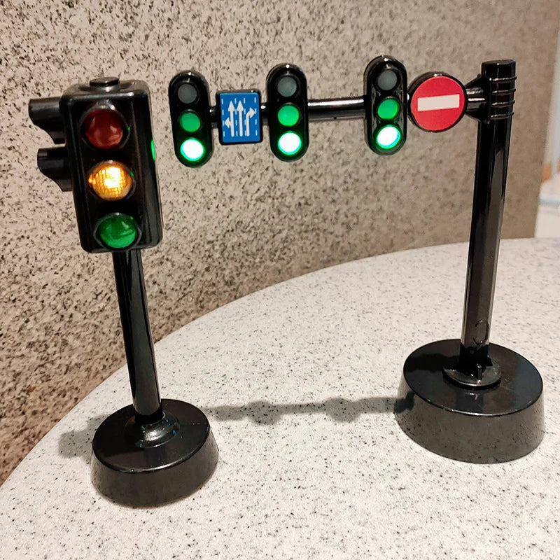 Children's toys, preschool safety education simulation, traffic signal lights, road signs, gas stations, car models, children pr