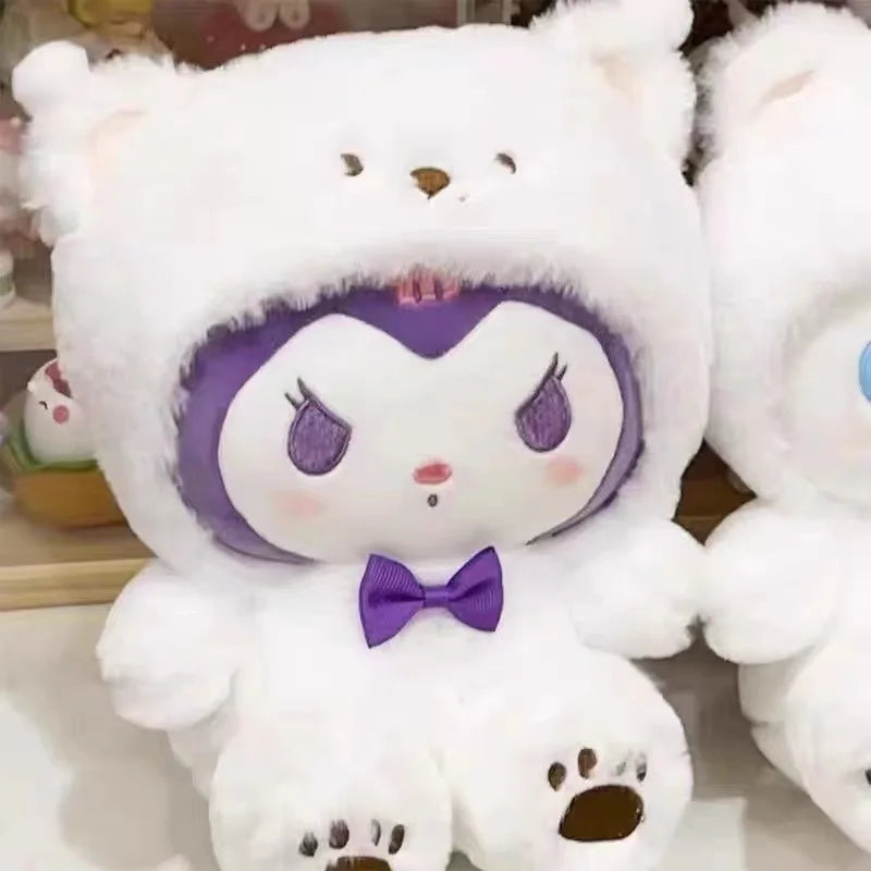 Sanrio Anime Tie Dye Toys Kawaii Kuromi Mymelody Cinnamorol Plush Bow Soft Stuffed Hello Kitty Birthday Gift for Children's Toys