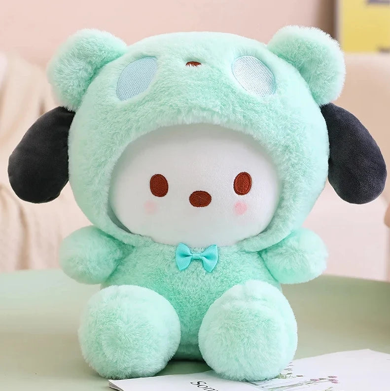 Sanrio Anime Tie Dye Toys Kawaii Kuromi Mymelody Cinnamorol Plush Bow Soft Stuffed Hello Kitty Birthday Gift for Children's Toys