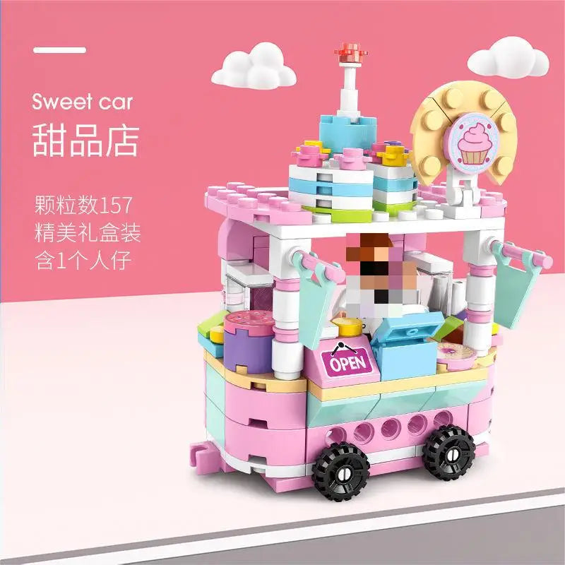 Snack cart Building Blocks Mini City Store Street View Snack Street Children's Toys Boys and Girls Gifts Compatible With Lego