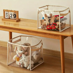 Transparent Storage Box Children's Toys Storage Basket Plush Toys Large-capacity Household Portable Folding Book Storage