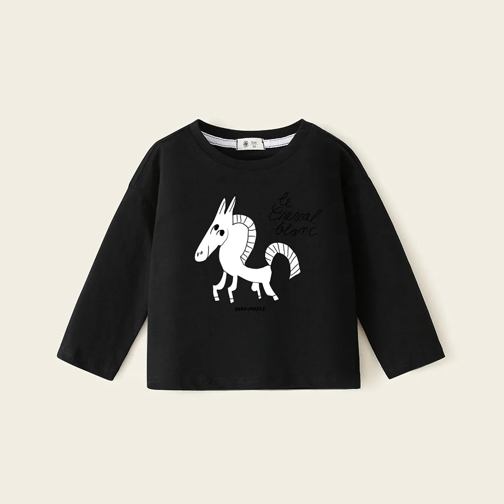 Boys Cartoon T-shirts 2025 New Cotton Baby Tees Spring Summer Printing Tops for Girls Toddler Pullover Blouse Kids Clothing