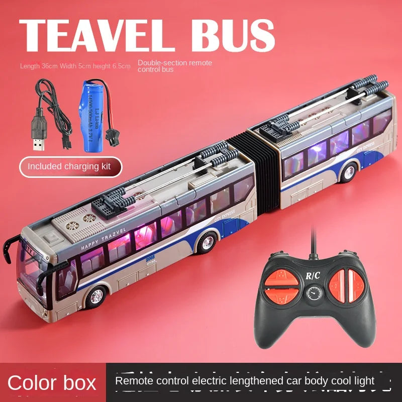 Remote Control Bus Car Toy Charging Light Electric Double Decker Bus Model Children's Toys Gifts