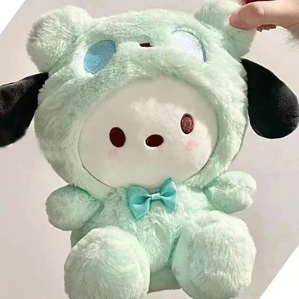 Sanrio Anime Tie Dye Toys Kawaii Kuromi Mymelody Cinnamorol Plush Bow Soft Stuffed Hello Kitty Birthday Gift for Children's Toys