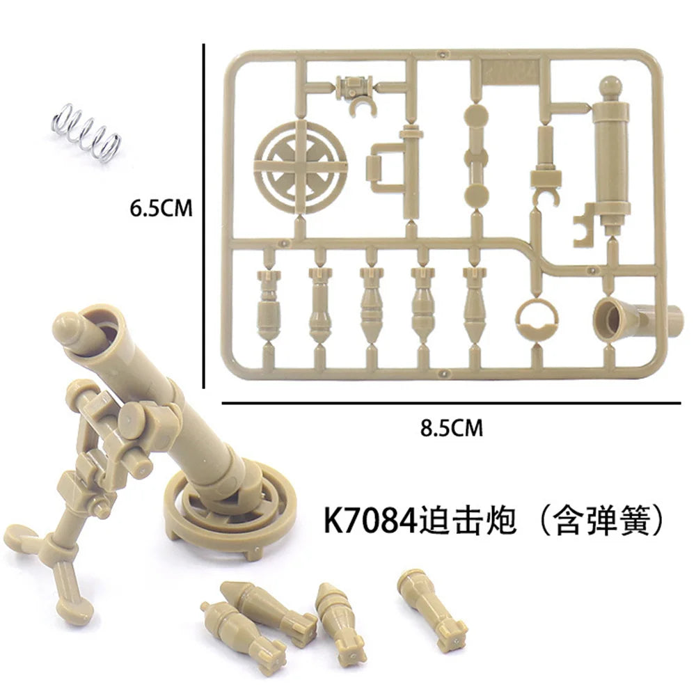World War 2 WW2 Army Military Soldiers Motorcycle Rocket Launcher Cannon Gun Figures Building Blocks Bricks Children's Toys ﻿