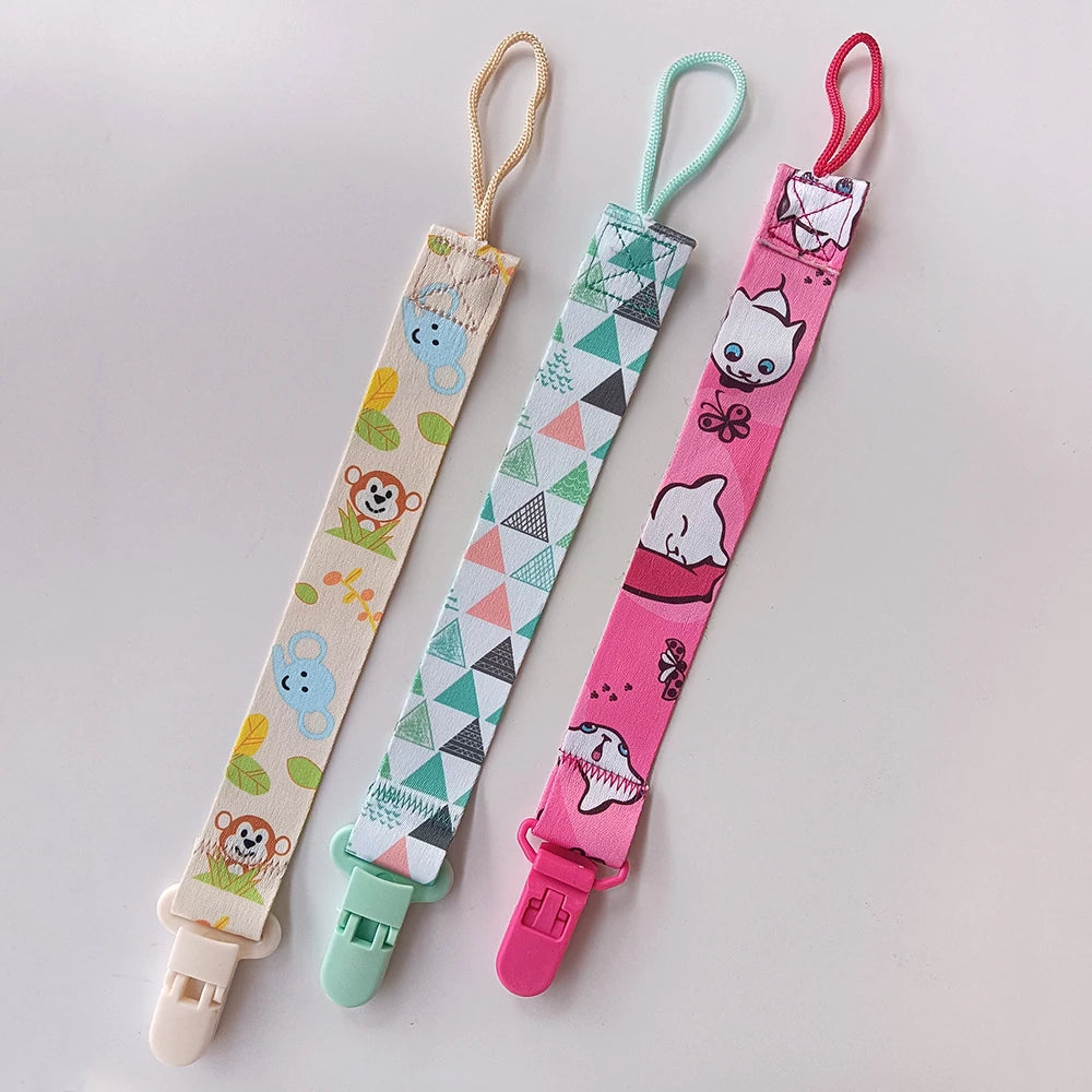 1/3pcs Cartoon cloth Fabric Baby pacifier chain Pacifier anti drop chain Anti loss clip for children's toys