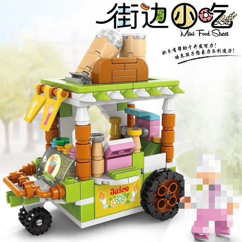Snack cart Building Blocks Mini City Store Street View Snack Street Children's Toys Boys and Girls Gifts Compatible With Lego